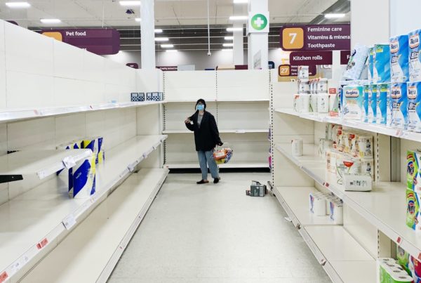 How does consumer spend change in times of fear - an empty supermarket as a result of panic buying